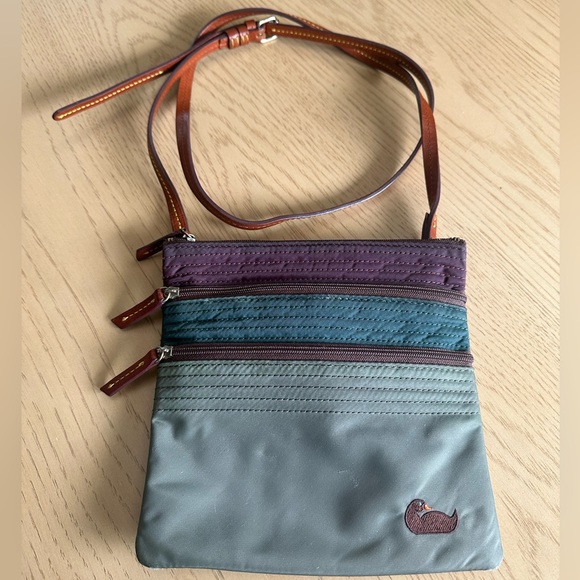 Dooney & Bourke Handbags - Dooney & Bourke North South Triple Zip Green Nylon Crossbody Womens Shoulder Bag